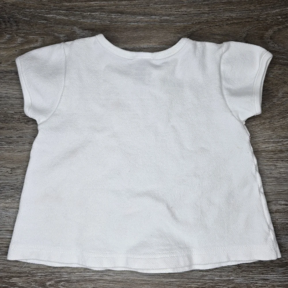 Vintage OshKosh B'gosh White Tee with Pink Floral Design 18 Mos. Made In The USA